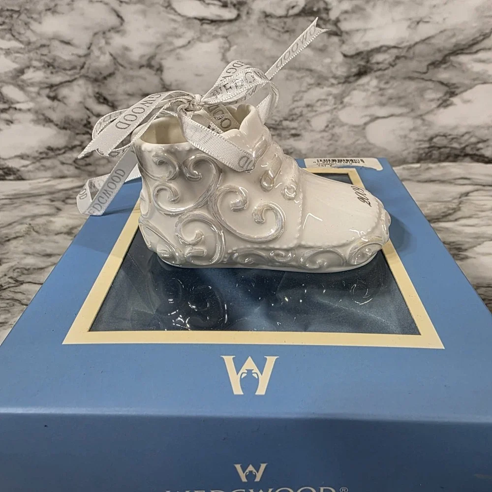 Wedgewood Christmas Ornament Baby's First Shoe 2009 Collectible Baby Blue Box
